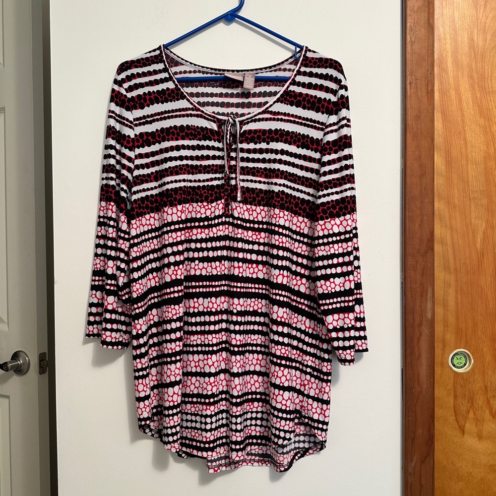 Chico’s Red, White, and Blue Tunic Top- Size 2 (12)